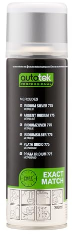 Autotek Professional Exact Match Car Spray Paint, Mercedes Iridium Silver 775 Aerosol Spray, 300 ml