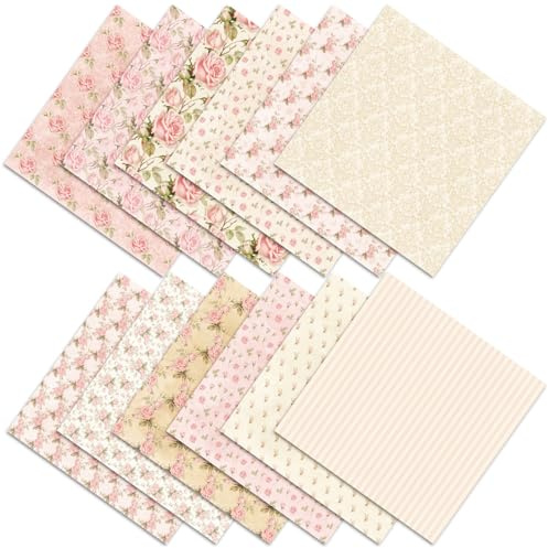 Jodsen 24 Sheets Floral Scrapbook, Paper Scrapbooking Supplies, Assorted Scrapbook Paper for Crafters Scrapbookers DIY Enthusiasts Card Makers Artists Journalers Teachers Students Kids (Flowers F)