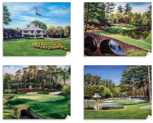 Amen Corner Augusta National Golf Club, White Dogwood, Golden Bell, Azalea, Masters tournament, (4) Four matte paper prints from oil paintings ((4) Four 8x10in Prints)