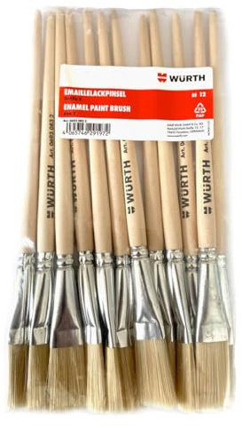 Würth Pinsel 12er Pack, Pinselset für Emaille, Acrylfarben, Ölfarben, Malfarben, Lacken und Dispersionen Flachpinsel, Borstenpinsel, Acrylpisel, Künstlerpinsel 06930832