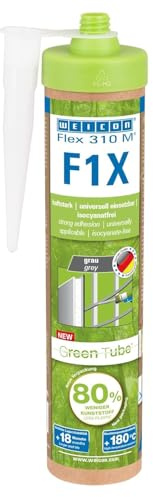 WEICON Green Tube Flex 310 M F1X, 280 ml, elastiskt monteringslim, vidhäftningsstarkt, lösningsmedelsfri, hållbar patron, grå