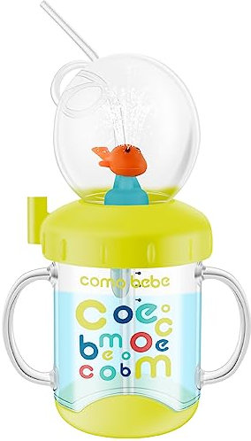 Foppla Schnabeltasse, Baby-Trinkbecher mit Strohhalm, niedlicher Wal-Spritzwasserbecher, 220 ml, tragbare Tauchwasserbecher, Baby-Trinkbecher für Kinder, Jungen, Mädchen