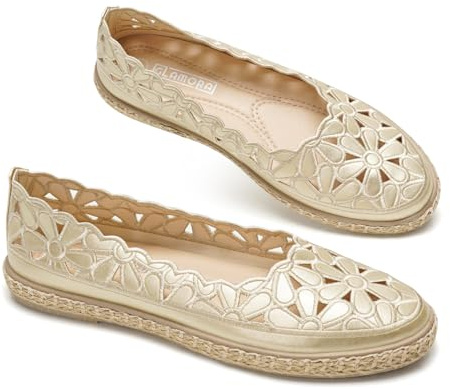 GLAMORA Espadrillas Donna Ballerine Traforate Slip On Leggere Traspiranti Scarpe Estive Basse Comode Suola Antiscivolo Elastiche Calzata Facile Eleganti