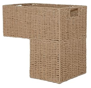 Wickerfield Paper Rope Stair Basket, L-Shape Wicker Basket, Step Storage Baskets, Bin for Laundry, Household Items, Toys, Nursery Room (Paper Rope)
