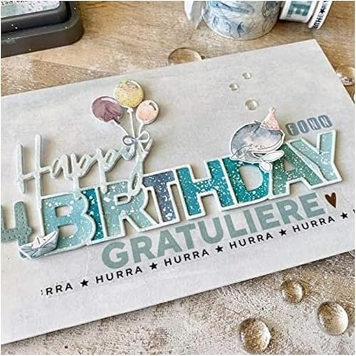 Happy Birthday Die Cuts Stencil, Metal Template Moulds Cutting Dies for DIY Scrapbooking Photo Album Decorative Embossing Paper Die-Cutting for Card Making