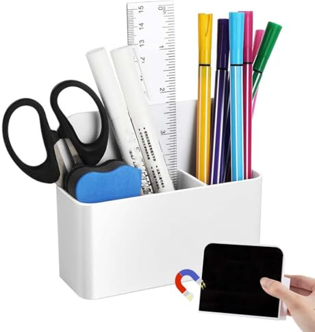 MUNZE Rotuladores Pizarra Magnetica 1 Unidad Blanco 12.5X12X4Cm Soporte Organizador Marcadores Borrador