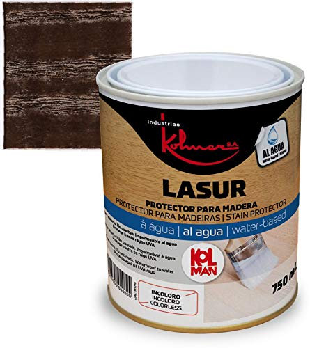 Kolman Lasur Barniz al Agua Mate - Tinte Protector de Madera a Poro Abierto para Decorar y Proteger Madera Nueva o Restauración de Sillas, Puertas, Mesas, Muebles de Exterior-Interior.