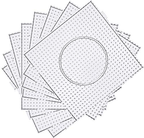 H&W Fuse Beads Boards,8 Pcs 5mm Fuse Bead Pegboards,Clear Pegboards Kits with 4 Lroning Paper for Kids DIY Craft Beads