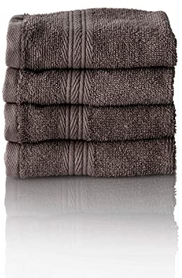 ALCLEAR Set di asciugamani in spugna assorbente, in 100% cotone ecotex, serie in 6 colori e 5 misure, colore: antracite, 4 asciugamani per ospiti 30 x 50 cm