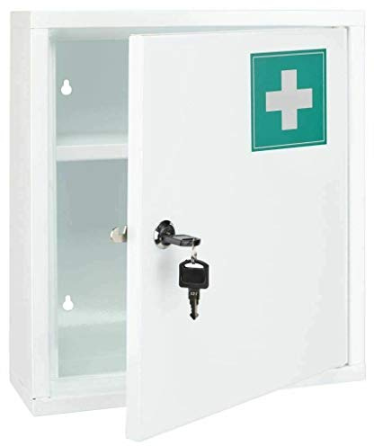 Homespired® Emergency First Aid Medical Cabinet Stainless Steel, Wall Mountable (Includes Mounting Screws), Lockable with 2 Keys, Sturdy Metal Construction - Ideal for home, School or Office