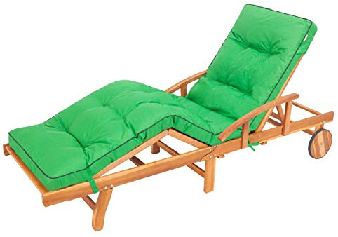 Bjird - Cojín para Tumbona de Exterior 200 x 55 cm - Colchóneta para Tumbona de Jardin y Terraza y Balcón - Impermeables - Made in EU - Verde
