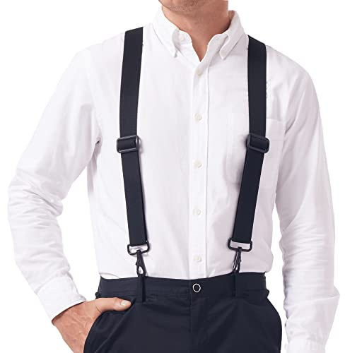 LazarsSpace Suspenders for Men Heavy Duty for Big and Tall, Black-1.5 Inch 4 Hooks, 1.5 Inch 4 Hooks