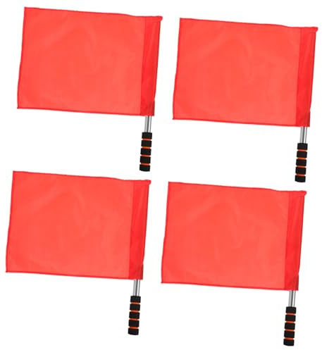 4pcs Sports Referee Flags Linesman Flags Stainless Steel Pole Hand Sports for Soccer Volleyball Match (Red)