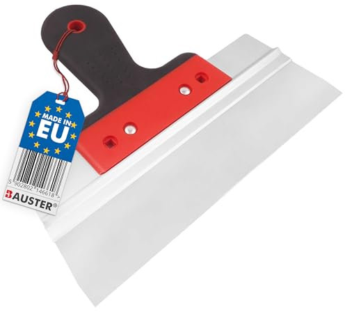 BAUSTER® Spatule de façade en acier inoxydable - Dimensions : 150-600 mm - Raclette de surface avec poignée souple - Outils nécessaires pour les travaux de rénovation (mastic de surface 250 mm)