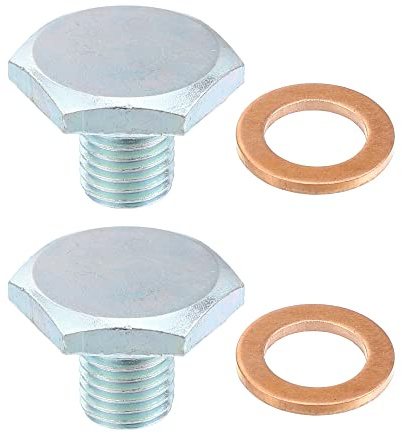X AUTOHAUX Engine Oil Drain Plug M10x1.25 for MAZDA for Ford Focus 2 Pcs | Steel with Seal Ring, Silver Tone