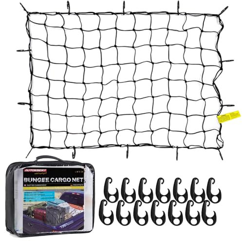 AUTOXBERT Red para maletero de coche, 180 x 130 cm, se extiende a 350 x 240 cm con 14 ganchos de plástico ABS, red de almacenamiento para maletero de coche, red de equipaje para camiones, remolques