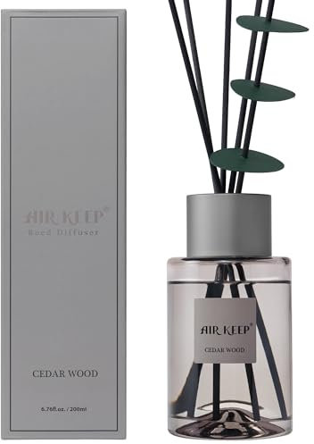 Airkeep Raumduft 200ml, Zedernholz Grau Duftstäbchen, Raumerfrischer Deko für Schlafzimmer, Badezimmer, Büros, Schränke