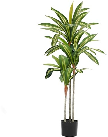 Valyria Home - Drácena Artificial 120 cm - Planta Artificial Realista - Decoración de Hogar y Oficina - Árbol Tropical de Plástico de Interior y Exterior - Dracaena Artificial