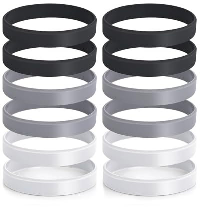 TPZORJX 12 Stück Silikonarmband - Sport-ArmbäNder, Blanko Silikon Armband Einfarbig Silikon Armbänder Kinder Sportmannschaft Aktivitäten Gummi Armband(Schwarz, Weiß)