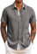 COOFANDY Short Sleeve Shirts Men Smart Casual Summer Button Down Shirt Holiday Shirts for Men UK Dark Gray XXL