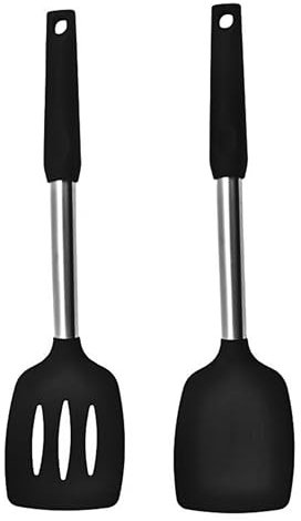 Silicone Spatula Set of 2 – Heat-Resistant Metal Spatula Silicone for Cooking | Flexible, Non-Stick Kitchen Spatula | BPA-Free, Dishwasher Safe | Ideal for Frying, Baking, BBQ, Fish, Eggs & More