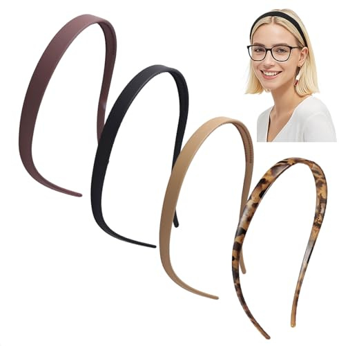 GWAWG justerbart sicksackpannband för glasögonhållare, halkfria hårband för kvinnor och män, leopardmönster, lätt och hållbart hårtillbehör för vardag och sport, 4 stycken