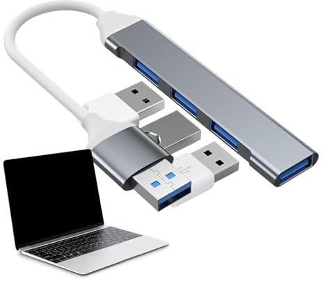 Hub USB, splitter dati multiuso a 4 porte, adattatore USB portatile, estensore splitter hub USB 3.0, espansore multiporta per laptop, audio, stampante, controller di gioco
