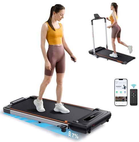 2-in-1 Tapis Roulant Elettrico Salvaspazio con Inclinazione 7%, Max12 KM/H, Motore ultra silenzioso, 8 punti di supporto robusti sul telaio, Controllo tramite APP e Telecomando per Casa e Ufficio