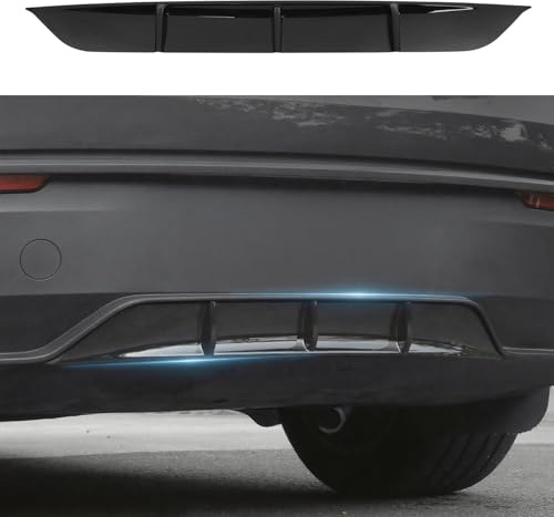 Ywooon Diffuseur de Pare-Chocs Arrière pour Tesla Model Y 2025+ Juniper, Kit de diffuseur inférieur de Pare-Chocs Arrière de Voiture pour Tesla, Noir Brillant (Not fit 2026 Standard)