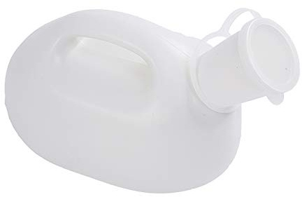 Bäddflaska Urinflaska, Urinoar for män 2000 ml plast bärbar reseurinbehållare med lock vit 18x8 cm