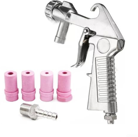 Sabbiatrice pneumatica palmare ad alta pressione strumento di sabbiatura con 4 ugelli Impugnatura a pistola in alluminio Costruzione pressofusa Sifone Feed Design per parti commerciali industriali