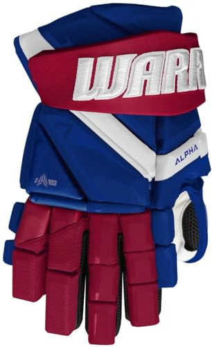 Warrior Alpha LX3 Pro NHL_Colorways - Guanti da hockey su ghiaccio, 15''/38 cm, colore: Blu/Rosso/Bianco