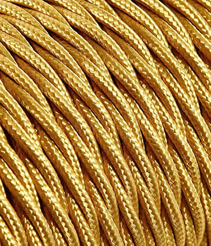 Cable eléctrico trenzado/trenzado revestido de tela. Color dorado. Sección 3 x 2,50 (5 metros)