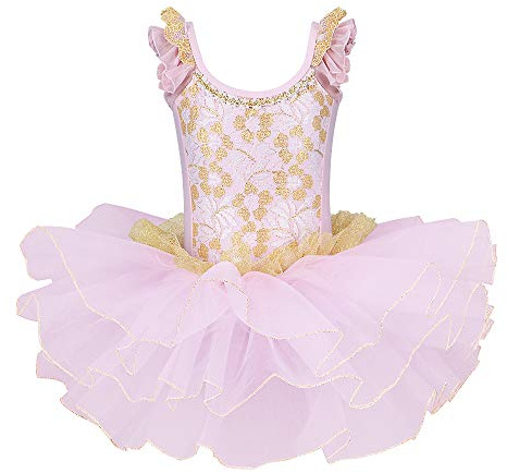 ZNYUNE Niña Tutu Vestido de Ballet Danza Clásico B204 Encaje Rosa L