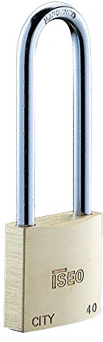 ISEO - LUCCHETTO IN OTTONE ARCO LUNGO CITY 3 CHIAVI 50MM***
