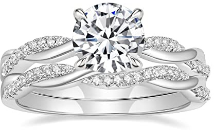 Mameloly 1.5ct Engagement Rings for Women Round Bridal Ring Sets Cubic Zirconia Wedding Band Twisting Infinity Pave Set Size 6