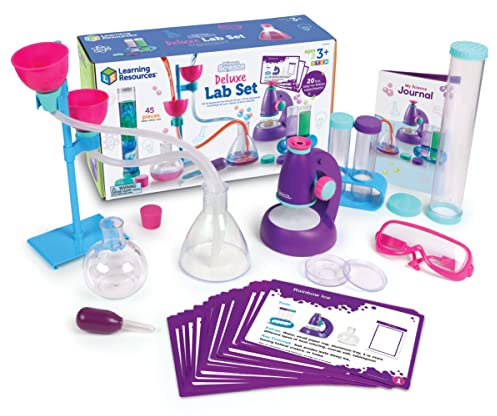 Learning Resources Primary Science Deluxe Lab Set - 45 Pieces, Ages 3+, Experiments for Kids, STEM Toys, Sensory Tube, Microscope for Students