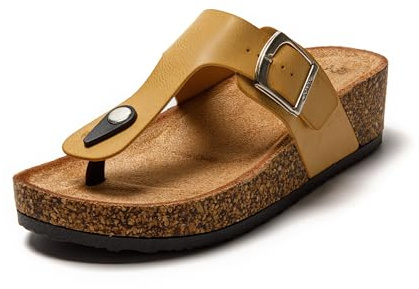 JOMIX Sandali Infradito Donna Eleganti Ciabatte Donna Estive Zeppa Comodi Sandali Donna Estivi con Tacco Sughero SD8039-S19 Beige, 38