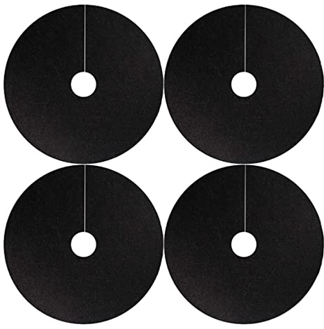 Mantillos de fibra de coco, anillo de mantillo de árbol, 82 cm, tapetes reutilizables no tejidos, tapete protector de malezas para control de malezas, diámetro exterior negro, 4 unidades