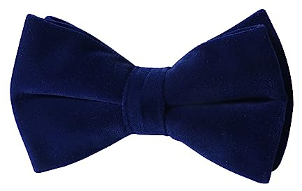 HOULIFE Papillon da uomo regolabile in velluto pre-legato papillon in tinta unita con farfalle per sposo matrimonio formale con confezione regalo (doppio strato), blu navy, 12x7cm