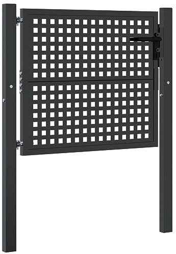vidaXL Cancello Giardino Antracite 105x125 cm in Acciaio