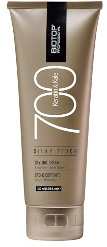 Biotop Professional 700 Keratin and Kale Silky Touch - Hair Styling Cream for Extra Shine & Polish - Flyaway Tamer - Frizz Control For All Hair Types - 4.05 Fl Oz