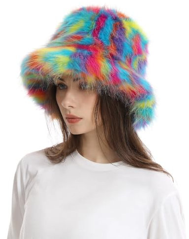rtdgcv Cappello da bacino in pelliccia sintetica ispessito, caldo, colorato, da donna, con tesa larga, per autunno e inverno, da pilota, per bambini, con tesa larga, i, Taglia unica