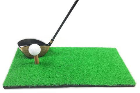 Golfmatte, 20 x 45 cm, tragbare Übungsmatte mit 2 Gummi-Tees und 2 Golfbällen für drinnen und draußen