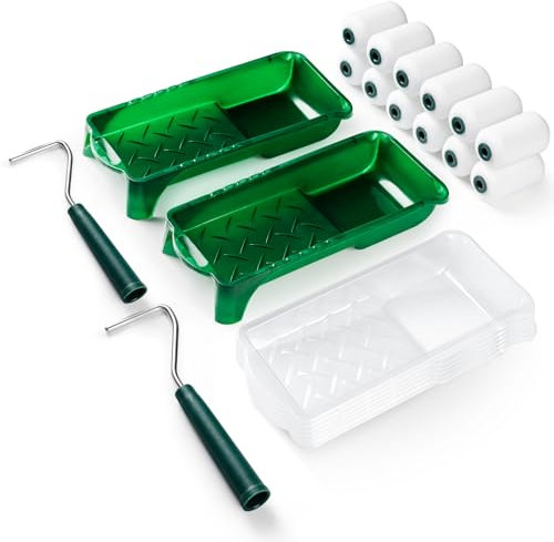 Mister Rui Mini Paint Rollers for Painting, Small Paint Roller 2 Inch, Mini Paint Roller and Tray, Small Roller Set for Painting Narrow and Hard-to-Reach Places