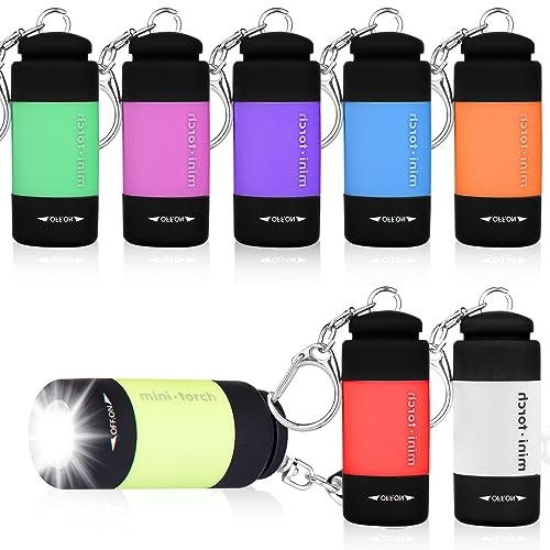 8 mini linternas LED, linterna USB recargable, IPX8, pequeñas linternas impermeables con llavero, linternas infantiles para camping, barbacoas, exteriores, urgente.