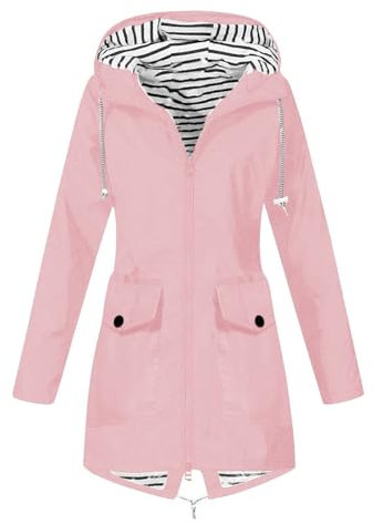 WEOPLKIN Long Waterproof Coat Women'S Outdoor Waterproof Jackets Warm Jackets for Women Jackets for Women Uk Winter Plus Size Rain Coats for Women Women Padded Jacket Women'S Jackets Pink 3Xl