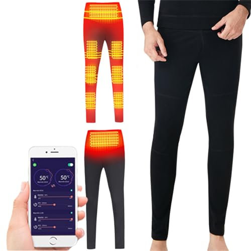 FYRTA Pantalon Chauffant électrique pour Hommes Femmes Pantalon Thermique 8 Zones Chauffant 3 Contrôle de la Température pour Hiver Ski Moto extérieur Trekking Escalade Randonnée Pêche Chasse,L