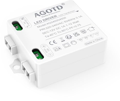AGOTD 12 V strömförsörjning mini LED-transformator 12 volt 1 A 12 W | För LED-remsor, G4 GU5.3, LED-drivrutin, drivrutiner, transformator, drivrutiner, strömförsörjning, flimmerfri