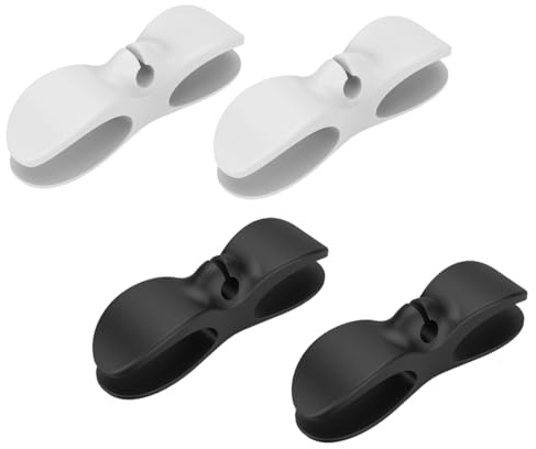 ZORVYN 4 Pezzi Organizer per Cavi Autoadesivo Avvolgicavo Clip Porta Cavi Guida Cavi Riduttore di Lunghezza per Elettrodomestici da Cucina (Nero, Bianco)
